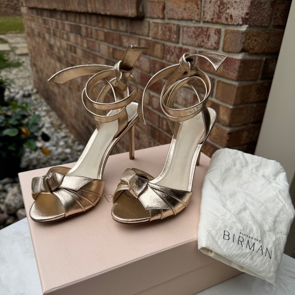 Alexandre Birman Gold Strappy Heels - Picture 1 of 7